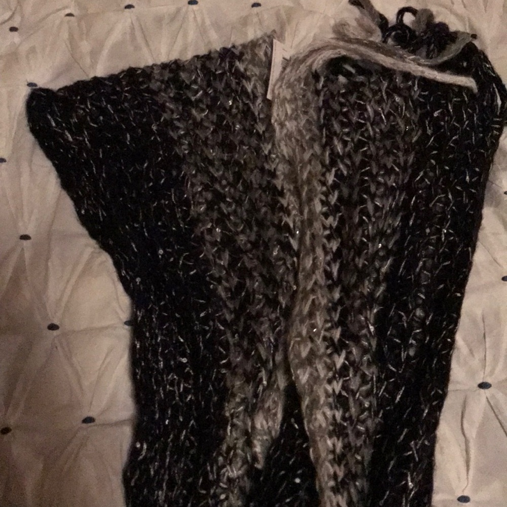 Black and silver gray sequin scarf